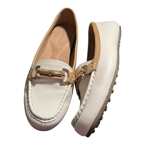 Aerosoles Drive Along Horsebit Leather Driving Loafers Ivory Beige Size 9.5 - Picture 3 of 14